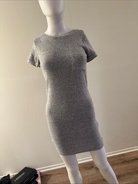 Heather Gray Short Sleeve Knit Bodycon Dress